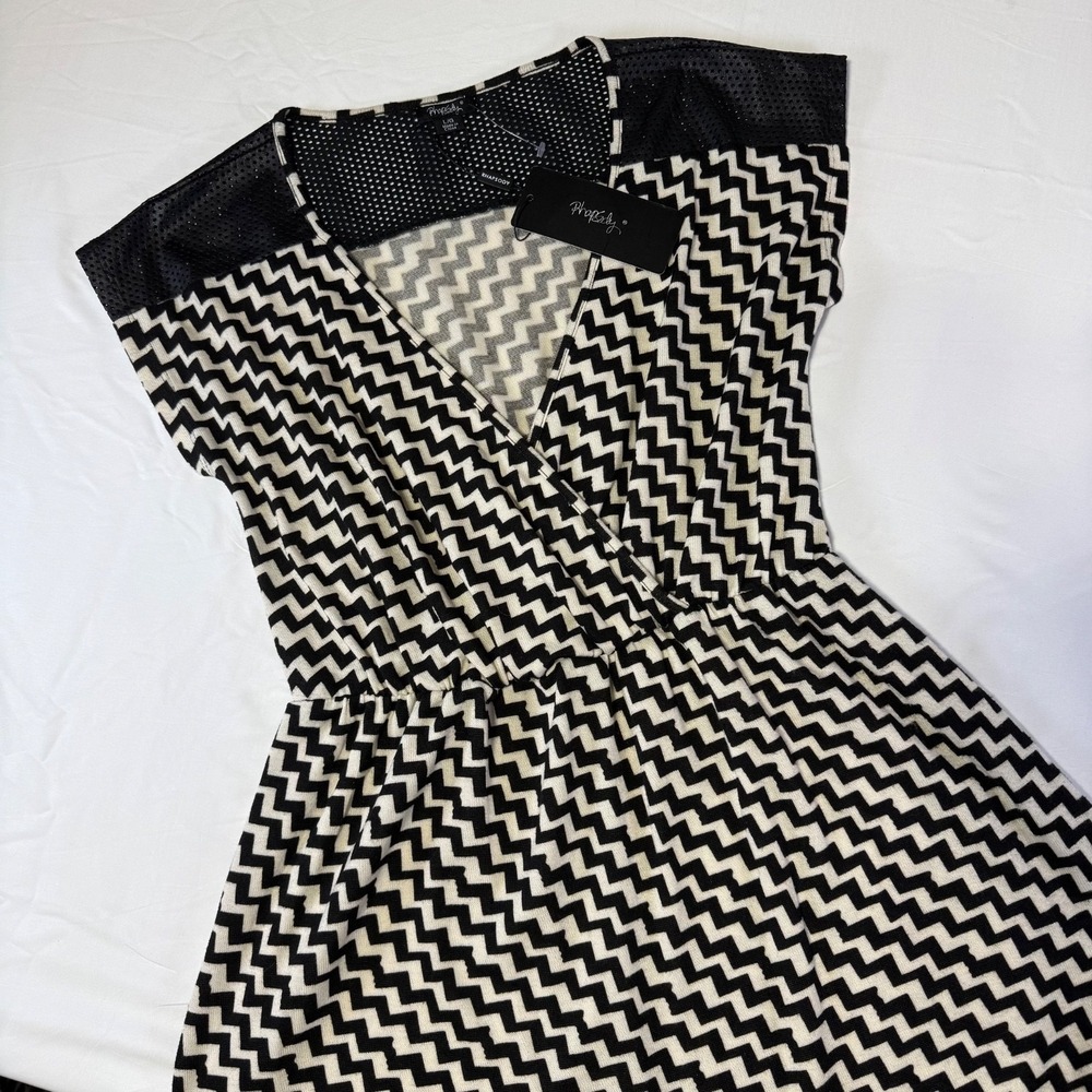 NWT Rhapsody Black‎  Chevron Cocktail Dress Evening Dressy Women's Size Large - Picture 1 of 6